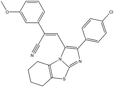 (Z)-3-[2-(4-chlorophenyl)-5,6,7,8-tetrahydroimidazo[2,1-b][1,3]benzothiazol-3-yl]-2-(3-methoxyphenyl)-2-propenenitrile Struktur