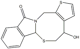 4-hydroxy-4,13-dihydro-5H-thieno[2',3':5,6][1,3]thiazocino[2,3-a]isoindol-11(6aH)-one Struktur