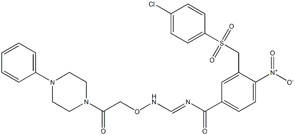 3-{[(4-chlorophenyl)sulfonyl]methyl}-4-nitro-N-({[2-oxo-2-(4-phenylpiperazino)ethoxy]amino}methylene)benzenecarboxamide Struktur