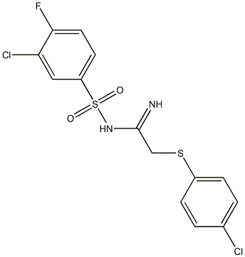 N1-{2-[(4-chlorophenyl)thio]ethanimidoyl}-3-chloro-4-fluorobenzene-1-sulfonamide Struktur