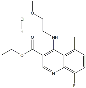 ethyl 8-fluoro-4-[(2-methoxyethyl)amino]-5-methyl-3-quinolinecarboxylate hydrachloride Struktur