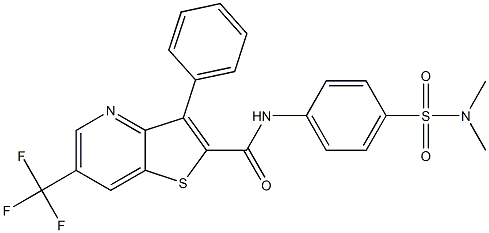 N-{4-[(dimethylamino)sulfonyl]phenyl}-3-phenyl-6-(trifluoromethyl)thieno[3,2-b]pyridine-2-carboxamide Struktur