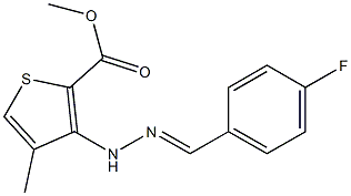 methyl 3-[2-(4-fluorobenzylidene)hydrazino]-4-methylthiophene-2-carboxylate Struktur