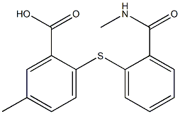 5-methyl-2-({2-[(methylamino)carbonyl]phenyl}thio)benzoic acid Struktur