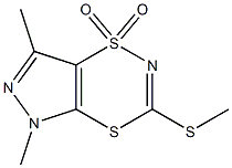 5,7-dimethyl-3-(methylthio)-1,5-dihydro-1lambda~6~-pyrazolo[3,4-e][1,4,2]dithiazine-1,1-dione Struktur