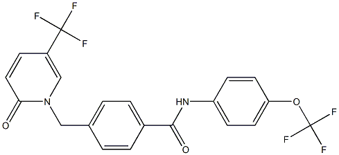 4-{[2-oxo-5-(trifluoromethyl)-1(2H)-pyridinyl]methyl}-N-[4-(trifluoromethoxy)phenyl]benzenecarboxamide Struktur