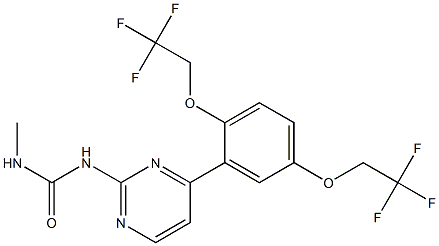 N-{4-[2,5-di(2,2,2-trifluoroethoxy)phenyl]pyrimidin-2-yl}-N'-methylurea Struktur