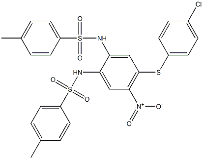 N1-(4-[(4-chlorophenyl)thio]-2-{[(4-methylphenyl)sulfonyl]amino}-5-nitrophenyl)-4-methylbenzene-1-sulfonamide Struktur