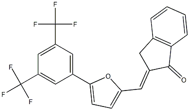 2-({5-[3,5-di(trifluoromethyl)phenyl]-2-furyl}methylidene)indan-1-one Struktur