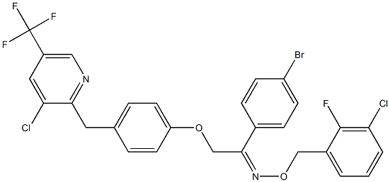 1-(4-bromophenyl)-2-(4-{[3-chloro-5-(trifluoromethyl)-2-pyridinyl]methyl}phenoxy)-1-ethanone O-(3-chloro-2-fluorobenzyl)oxime Struktur