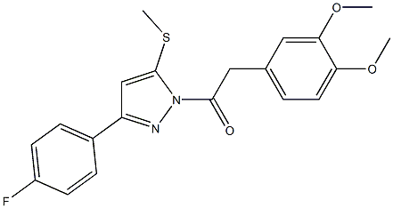 2-(3,4-dimethoxyphenyl)-1-[3-(4-fluorophenyl)-5-(methylthio)-1H-pyrazol-1-yl]ethan-1-one Struktur