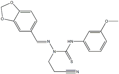 N1-(3-methoxyphenyl)-2-(1,3-benzodioxol-5-ylmethylidene)-1-(2-cyanoethyl)hydrazine-1-carbothioamide Struktur