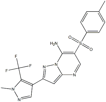 6-[(4-methylphenyl)sulfonyl]-2-[1-methyl-5-(trifluoromethyl)-1H-pyrazol-4-yl]pyrazolo[1,5-a]pyrimidin-7-ylamine Struktur