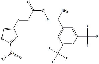 O1-[3-(5-nitro-3-thienyl)acryloyl]-3,5-di(trifluoromethyl)benzene-1-carbohydroximamide Struktur