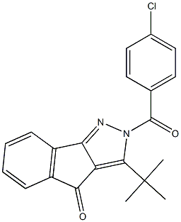 3-(tert-butyl)-2-(4-chlorobenzoyl)indeno[1,2-c]pyrazol-4(2H)-one Struktur