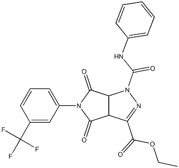 ethyl 1-(anilinocarbonyl)-4,6-dioxo-5-[3-(trifluoromethyl)phenyl]-1,3a,4,5,6,6a-hexahydropyrrolo[3,4-c]pyrazole-3-carboxylate Struktur