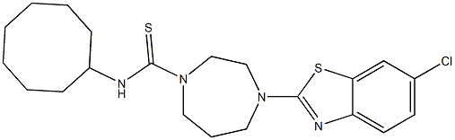 N1-cyclooctyl-4-(6-chloro-1,3-benzothiazol-2-yl)-1,4-diazepane-1-carbothioamide Struktur