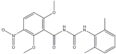 N-(2,6-dimethoxy-3-nitrobenzoyl)-N'-(2,6-dimethylphenyl)urea Struktur