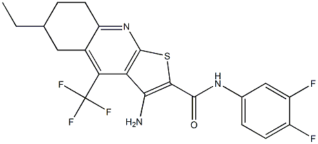 3-amino-N-(3,4-difluorophenyl)-6-ethyl-4-(trifluoromethyl)-5,6,7,8-tetrahydrothieno[2,3-b]quinoline-2-carboxamide Struktur