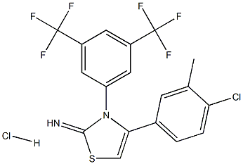 4-(4-chloro-3-methylphenyl)-3-[3,5-di(trifluoromethyl)phenyl]-2,3-dihydro-1,3-thiazol-2-imine hydrochloride Struktur