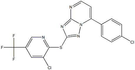 7-(4-chlorophenyl)-2-{[3-chloro-5-(trifluoromethyl)-2-pyridinyl]sulfanyl}[1,2,4]triazolo[1,5-a]pyrimidine Struktur