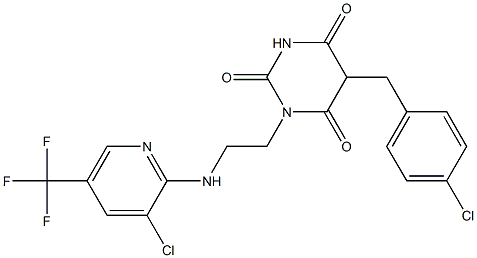 5-(4-chlorobenzyl)-1-(2-{[3-chloro-5-(trifluoromethyl)-2-pyridinyl]amino}ethyl)-2,4,6(1H,3H,5H)-pyrimidinetrione Struktur