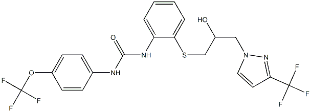 N-[2-({2-hydroxy-3-[3-(trifluoromethyl)-1H-pyrazol-1-yl]propyl}thio)phenyl]-N'-[4-(trifluoromethoxy)phenyl]urea Struktur