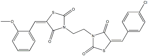 3-[2-[5-[(4-chlorophenyl)methylidene]-2,4-dioxo-thiazolidin-3-yl]ethyl]-5-[(2-methoxyphenyl)methylidene]thiazolidine-2,4-dione Struktur