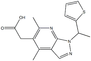 [4,6-dimethyl-1-(1-thien-2-ylethyl)-1H-pyrazolo[3,4-b]pyridin-5-yl]acetic acid Struktur