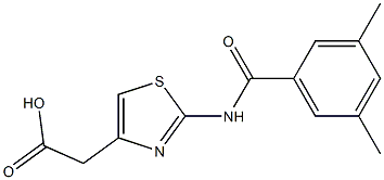 {2-[(3,5-dimethylbenzoyl)amino]-1,3-thiazol-4-yl}acetic acid Struktur