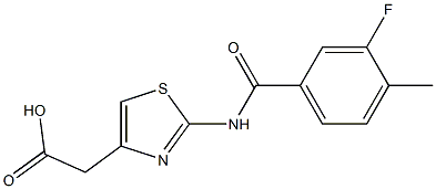 {2-[(3-fluoro-4-methylbenzoyl)amino]-1,3-thiazol-4-yl}acetic acid Struktur