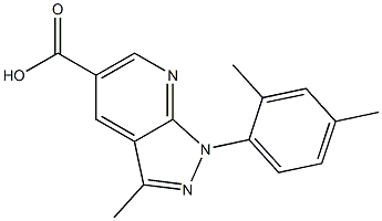 1-(2,4-dimethylphenyl)-3-methyl-1H-pyrazolo[3,4-b]pyridine-5-carboxylic acid Struktur