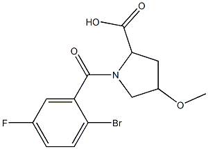 1-(2-bromo-5-fluorobenzoyl)-4-methoxypyrrolidine-2-carboxylic acid Struktur