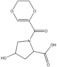 1-(5,6-dihydro-1,4-dioxin-2-ylcarbonyl)-4-hydroxypyrrolidine-2-carboxylic acid Struktur