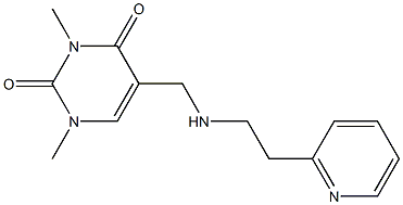 1,3-dimethyl-5-({[2-(pyridin-2-yl)ethyl]amino}methyl)-1,2,3,4-tetrahydropyrimidine-2,4-dione Struktur