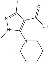 1,3-dimethyl-5-(2-methylpiperidin-1-yl)-1H-pyrazole-4-carboxylic acid Struktur