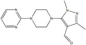 1,3-dimethyl-5-[4-(pyrimidin-2-yl)piperazin-1-yl]-1H-pyrazole-4-carbaldehyde Struktur