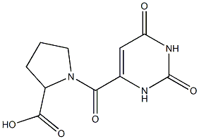 1-[(2,6-dioxo-1,2,3,6-tetrahydropyrimidin-4-yl)carbonyl]pyrrolidine-2-carboxylic acid Struktur