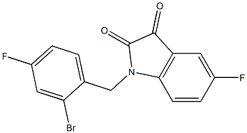 1-[(2-bromo-4-fluorophenyl)methyl]-5-fluoro-2,3-dihydro-1H-indole-2,3-dione Struktur