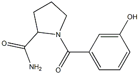 1-[(3-hydroxyphenyl)carbonyl]pyrrolidine-2-carboxamide Struktur