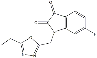 1-[(5-ethyl-1,3,4-oxadiazol-2-yl)methyl]-6-fluoro-2,3-dihydro-1H-indole-2,3-dione Struktur