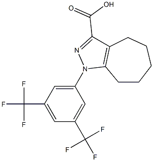 1-[3,5-bis(trifluoromethyl)phenyl]-1,4,5,6,7,8-hexahydrocyclohepta[c]pyrazole-3-carboxylic acid Struktur