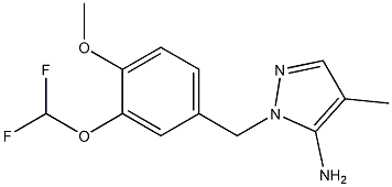 1-{[3-(difluoromethoxy)-4-methoxyphenyl]methyl}-4-methyl-1H-pyrazol-5-amine Struktur