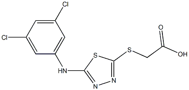 2-({5-[(3,5-dichlorophenyl)amino]-1,3,4-thiadiazol-2-yl}sulfanyl)acetic acid Struktur