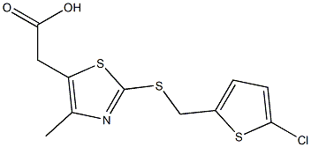 2-(2-{[(5-chlorothiophen-2-yl)methyl]sulfanyl}-4-methyl-1,3-thiazol-5-yl)acetic acid Struktur