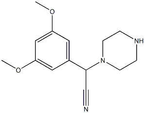 2-(3,5-dimethoxyphenyl)-2-(piperazin-1-yl)acetonitrile Struktur