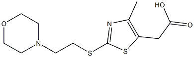 2-(4-methyl-2-{[2-(morpholin-4-yl)ethyl]sulfanyl}-1,3-thiazol-5-yl)acetic acid Struktur