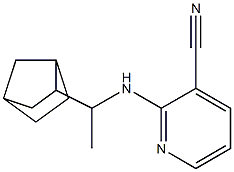 2-[(1-{bicyclo[2.2.1]heptan-2-yl}ethyl)amino]pyridine-3-carbonitrile Struktur