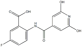 2-[(2,6-dihydroxyisonicotinoyl)amino]-5-fluorobenzoic acid Struktur