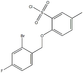 2-[(2-bromo-4-fluorophenyl)methoxy]-5-methylbenzene-1-sulfonyl chloride Struktur